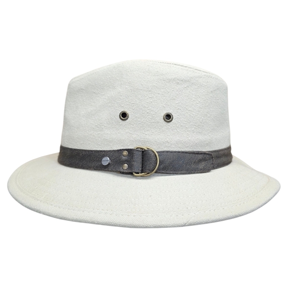 Stetson Other - Stetson Canvas Fedora Safari Hat Leather Buckle Trim Tan Brown Size Lg/XL